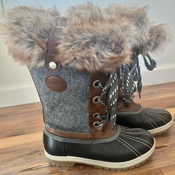 London Fog Snow Boots Faux Fur Trim size 8 - Picture 4 of 8